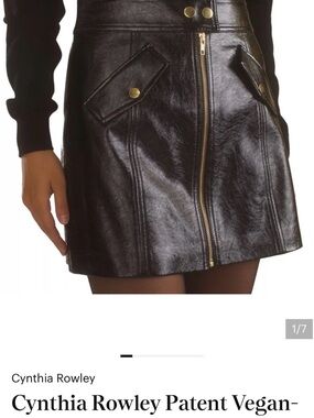 Cynthia Rowley Shiny Black Patent Front-Zip Mini Jacket